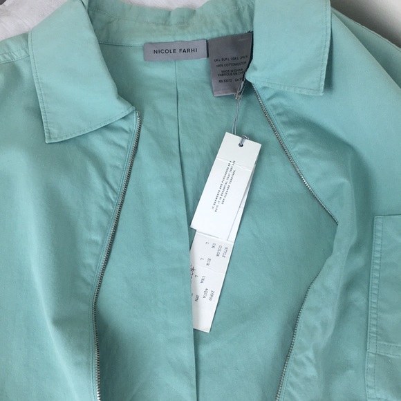 Nicole Farhi Cotton Teal Full Zip Jacket - Picture 3 of 8